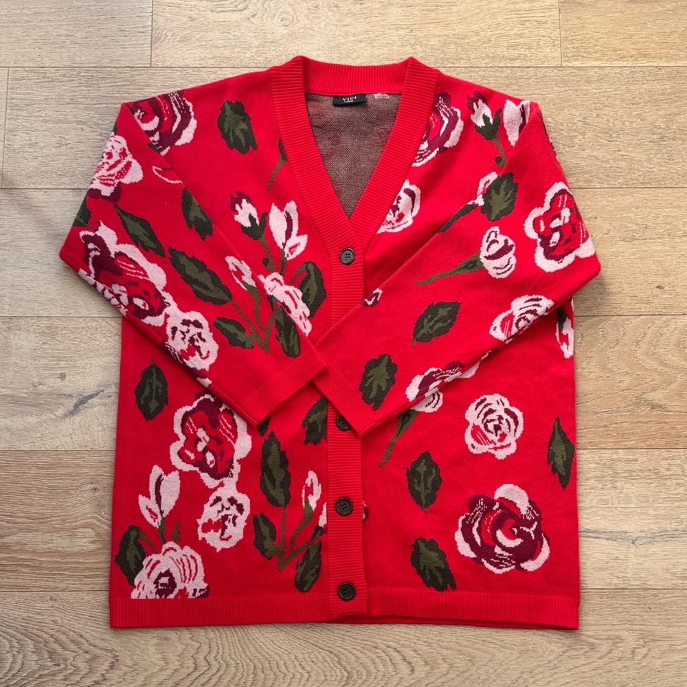 Vici Red Floral Cardigan